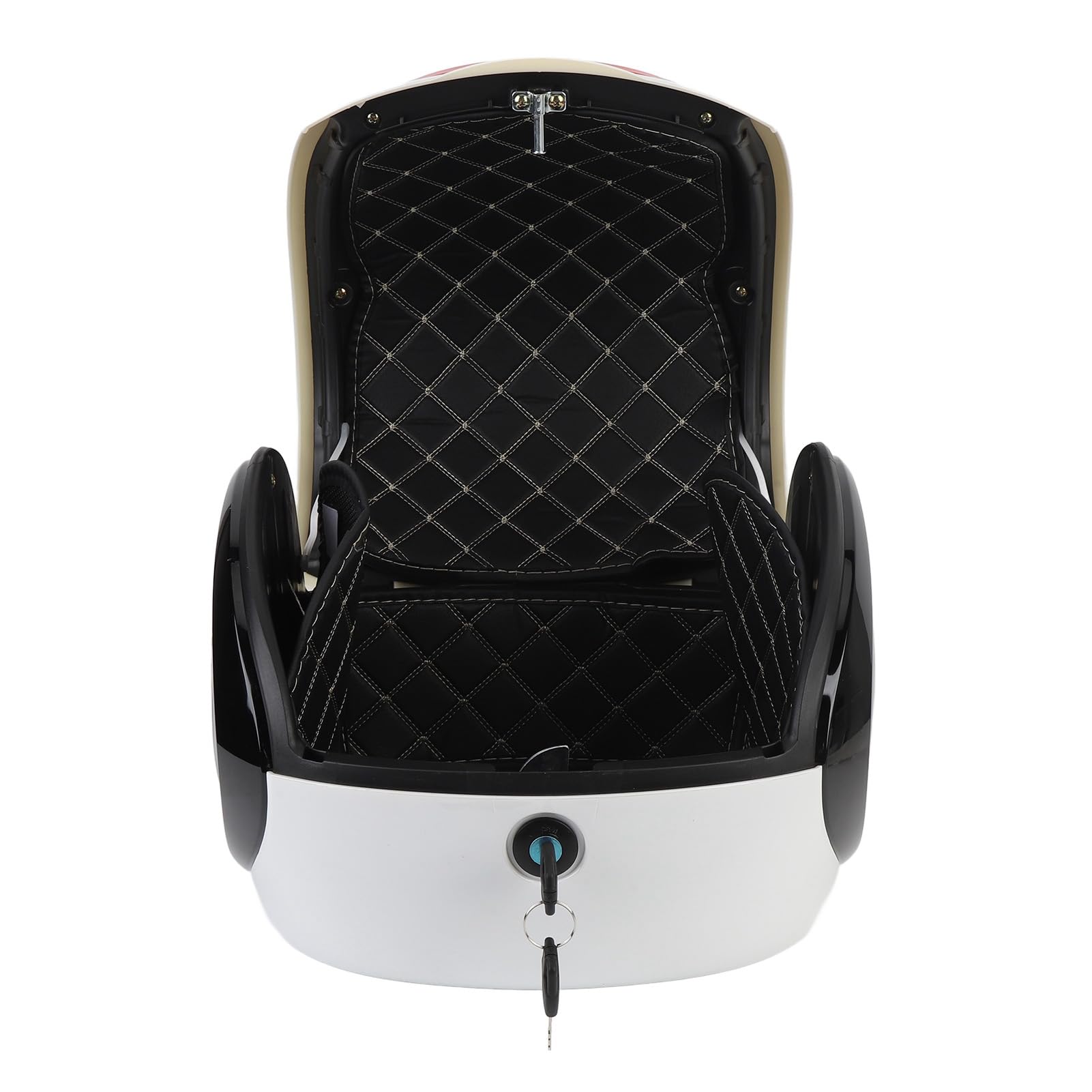 Qqmora Bauletto Posteriore in ABS 32 Litri, Dal Design Sportivo e Leggero, con Schienale per Moto, Scooter, Bici Elettriche (Bianco)