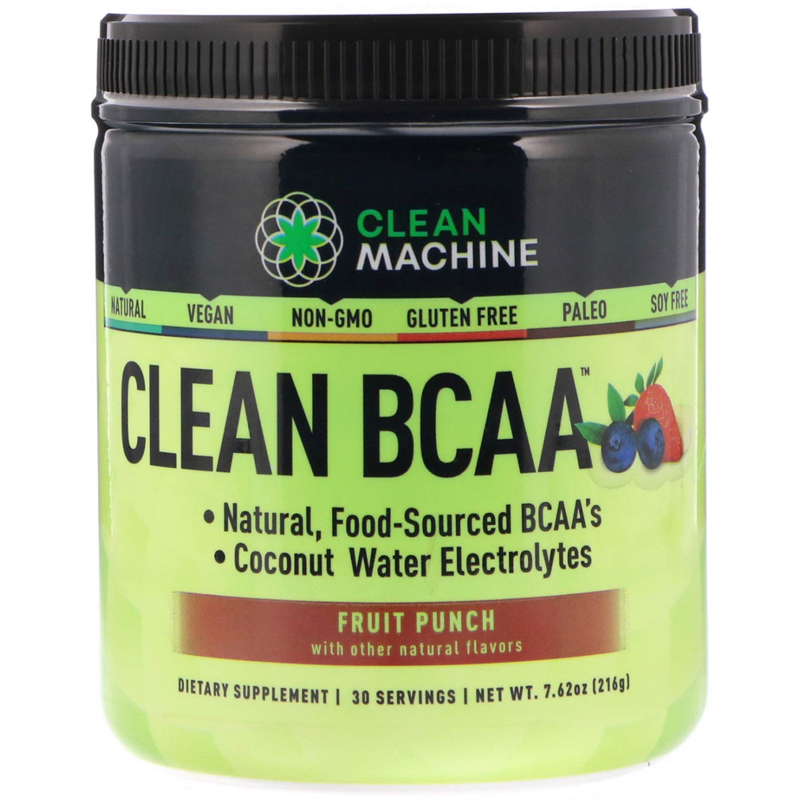 Clean Machine BCAA Fruit Punch Powder, 30Count
