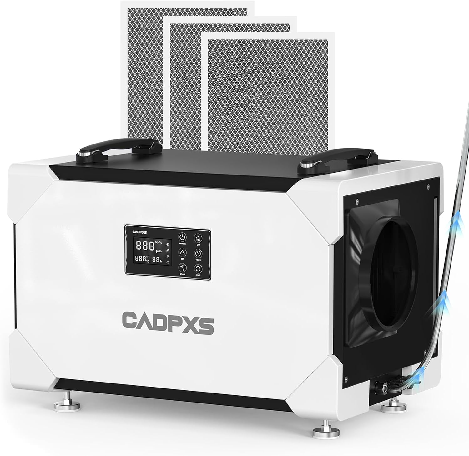 CADPXS Crawl Space Dehumidifier with Pump 145 Pint + MERV-1 Filter Replacement Set, Crawlspace Commercial Dehumidifier for Basement, Large Capacity, Compact, Auto Defrost