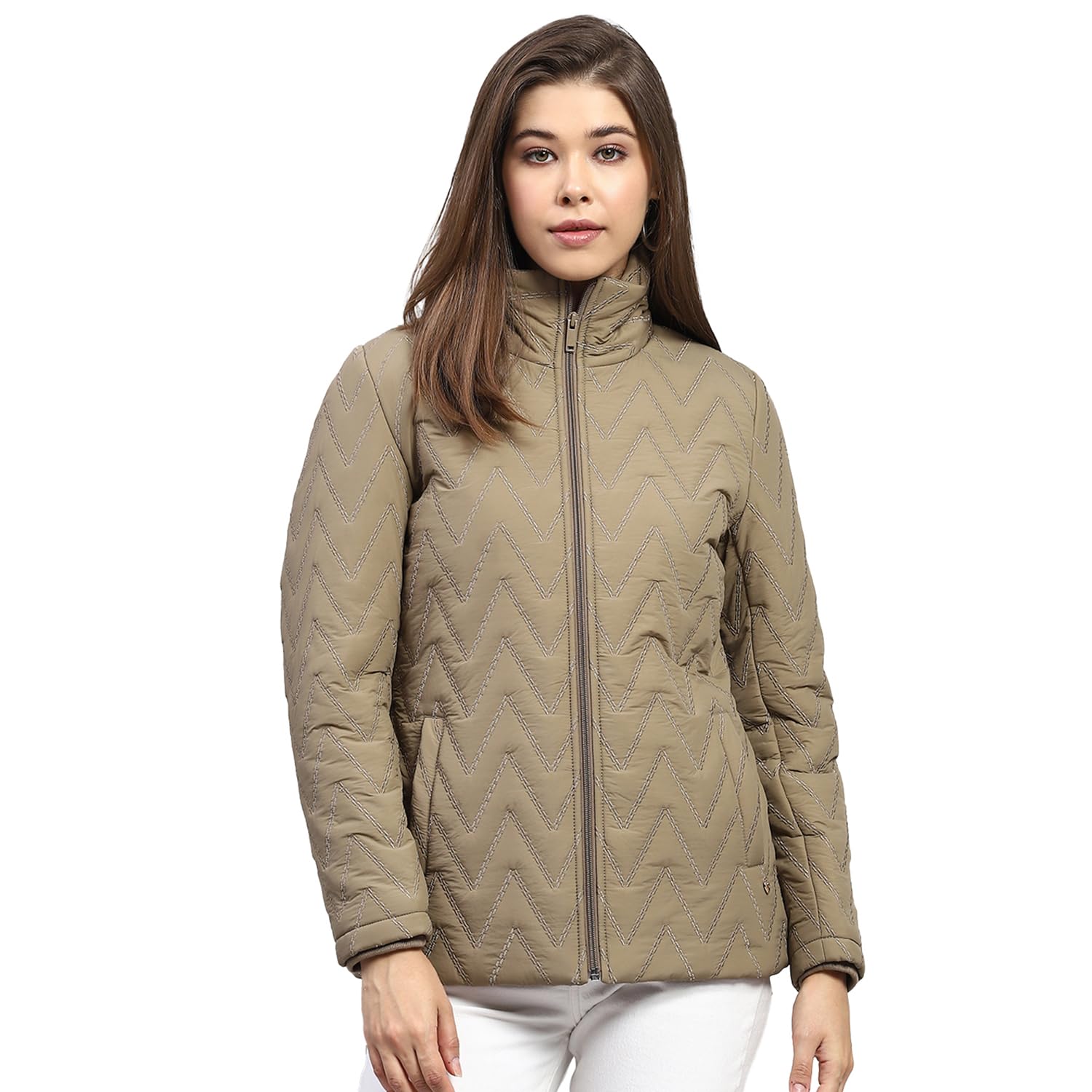 monte carlo Women's Nylon Blend Standard Embroidered Mock Neck Full Sleeve Jacket-picture-12