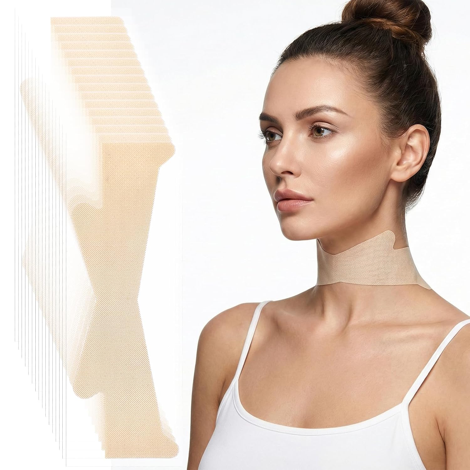 30 PCS Neck Lift Tape, Invisible Neck Less Tape Strips for Double Chin and Saggy Skin, Day and Night Use
