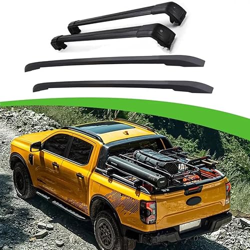 4Pcs Aluminum Fit for Ford Ranger T9 2023 2024+ Roof Rail Racks Crossbars Cross Bar Side Rail Bar Luggage Carrier