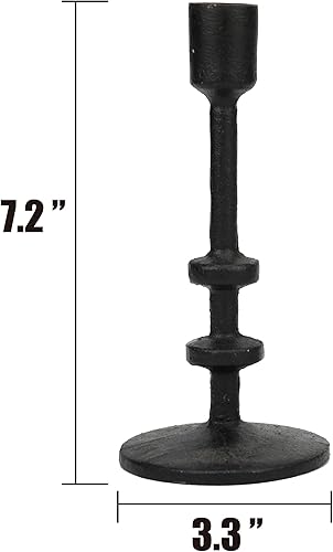 Miniatura 2 de Stonebriar Juego de portavelas cónico de metal de hierro fundido negro de 7"