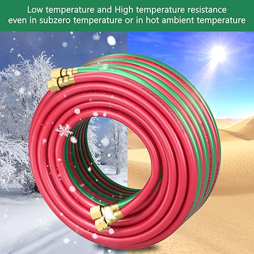 Miniatura 6 de Manguera de acetileno de oxígeno de 26 pies/26.2 ft, manguera de soldadura IMAGE de 1/4 pulgadas x 26 pies con accesorios de 9/16 pulgadas-18B