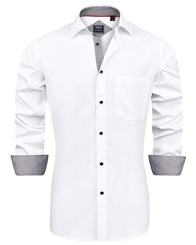 Men's Casual Long Sleeve Stretch Dress Shirt Wrinkle-Free Regular Fit