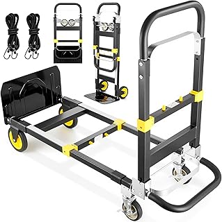 New Heavy Duty Hand Truck 600lbs 3-in-1, Convertible Hand Truck Dolly Foldable Dolly Steel A3 with Rubber Brake-Wheels, An...