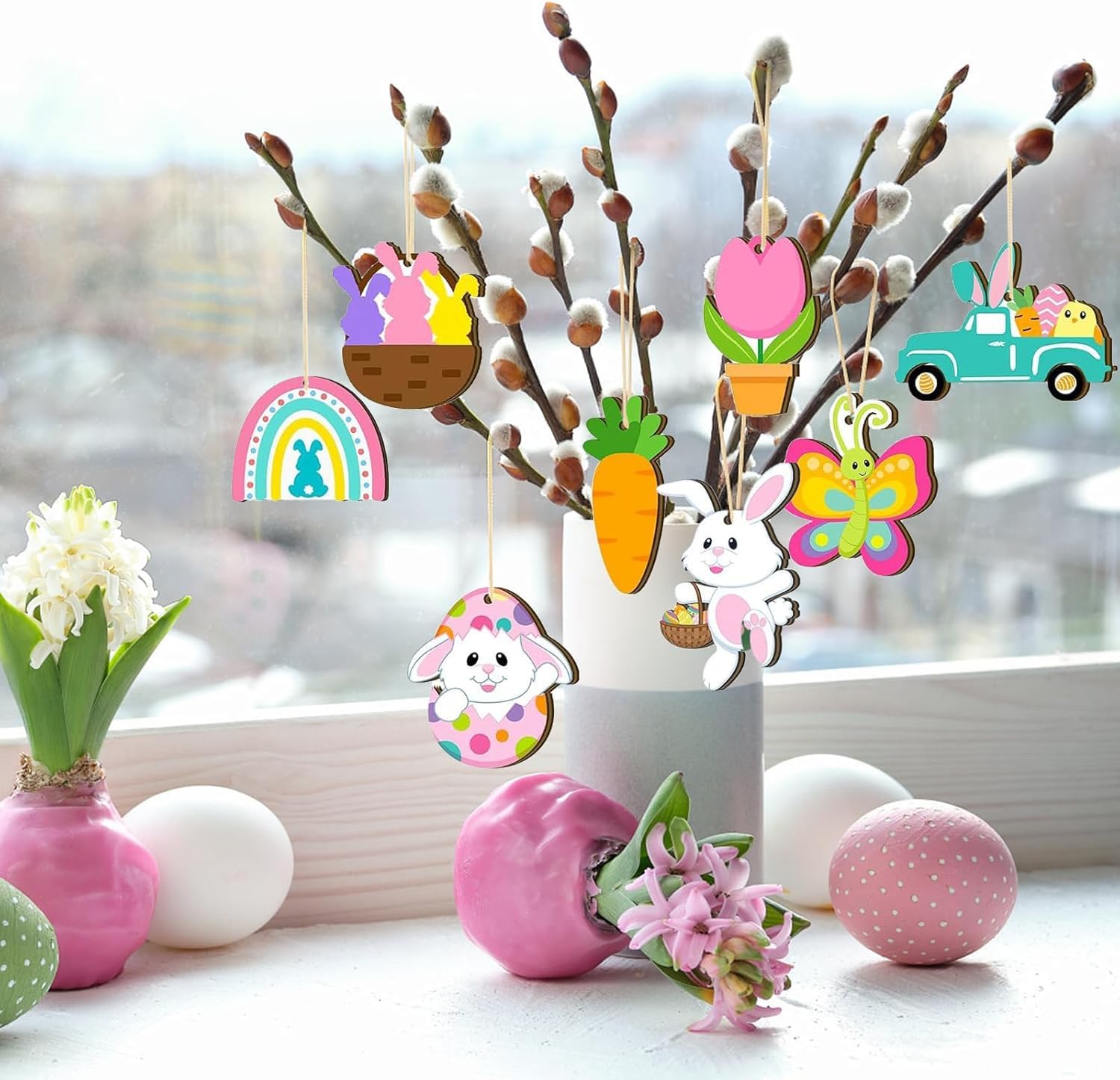 Decorazioni Pasquali, 16 Pezzi Uova Pasqua, Uova di Pasqua da Appendere, Uova di Pasqua decorative,Uova da Appendere Pasqua,Addobbi Pasquali,Uova