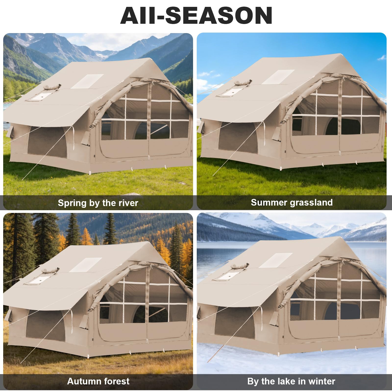 DanCoom Tente gonflable pour 2/4/6/8 personnes - Tente pour le camping - Tente de maison à grande air - Tente de camping - Tente de glamping - Grande abside.