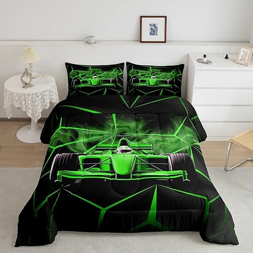 meiyoeat Race Car Comforter Set Twin Size Boys Speed Sports 