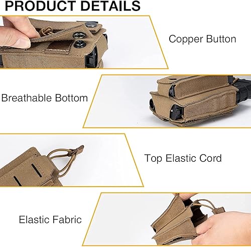 Miniatura 8 de IDOGEAR - Bolsas de triple maga, bolsa de revista canguro para revistas de pistola de 0.354in y revistas de rifle de 0.219in, bolsas tácticas