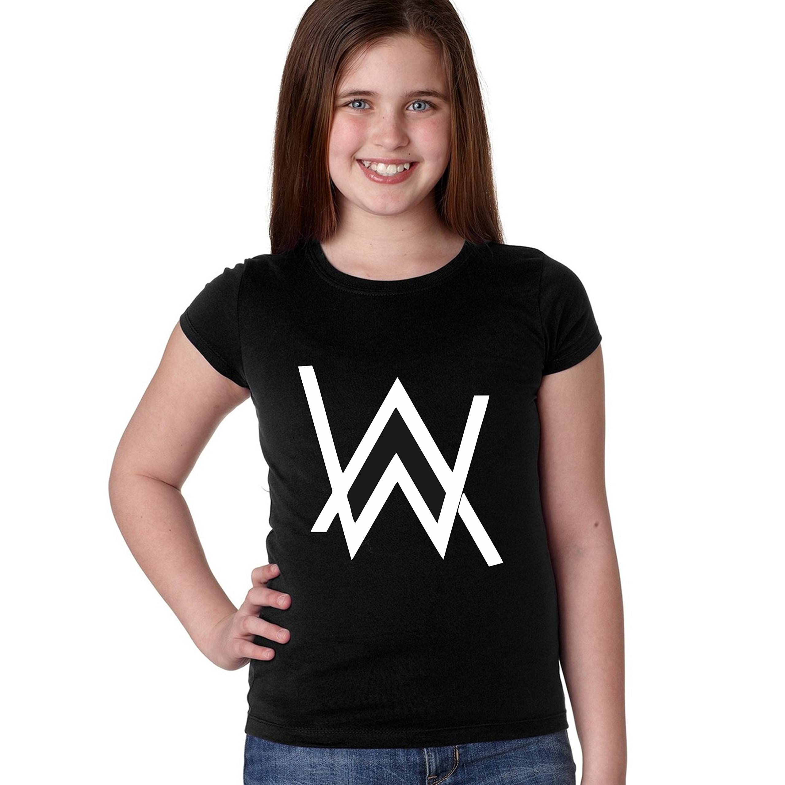 Boys and Girls Black Cotton Round Neck Half Sleeve Alan Walker Logo T-Shirt 5-15 Years Age (UKID-G-AW-Black-P)