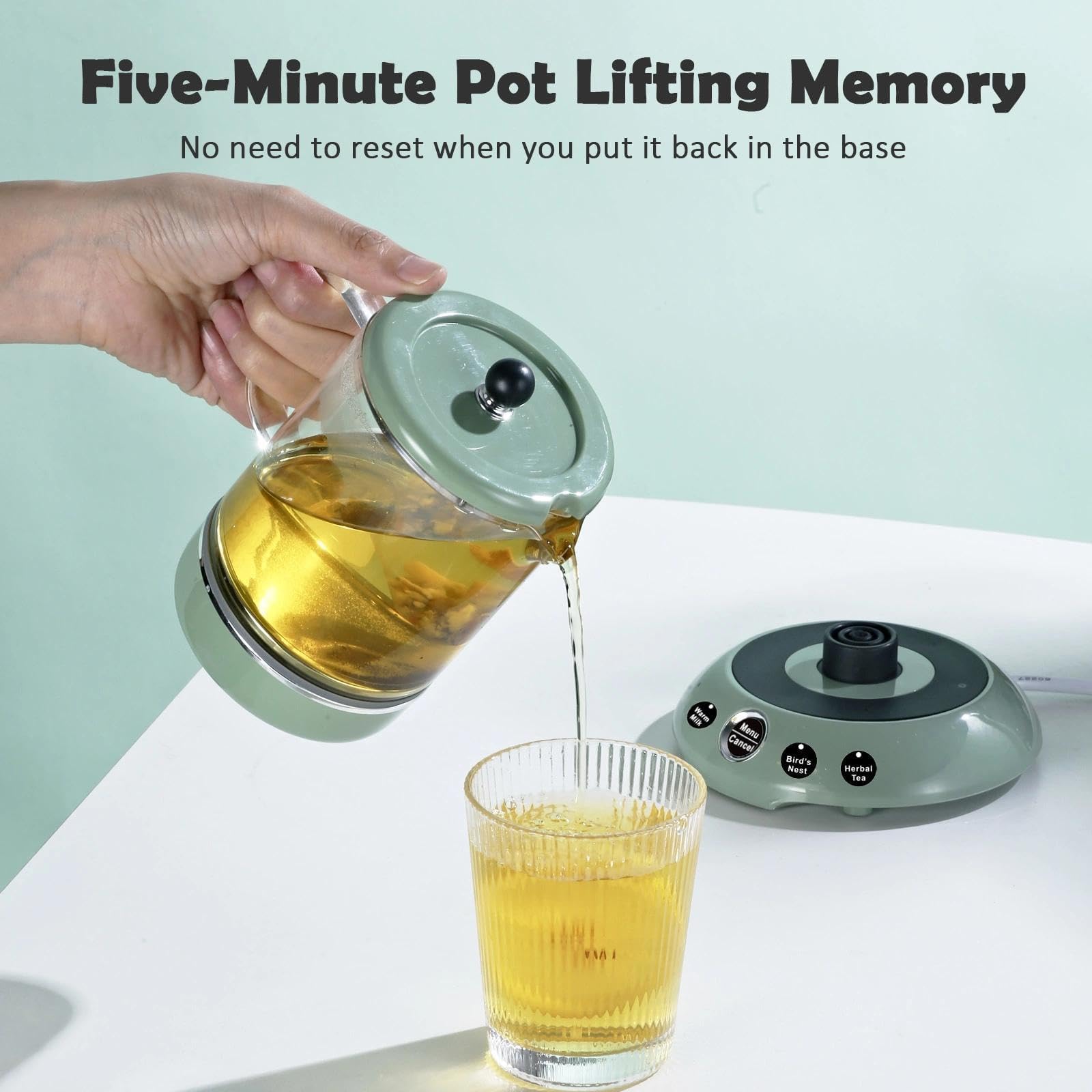 Mini Bouilloire en Verre 400ml, 400W, Bouilloire de Voyage 4-en-1