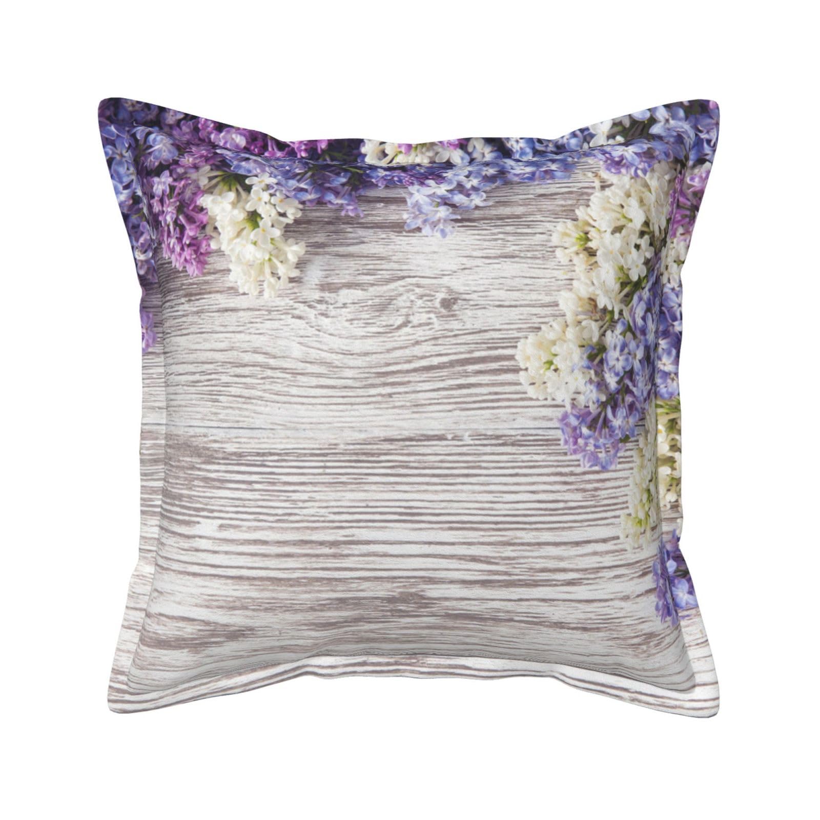 Housse de coussin extérieur en cuir à fleurs violettes 45x45 cm pour canapé de jardin