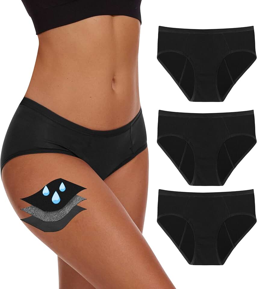 YESWEL Period Underwear For Women Leakproof Hipster Brief Heavy Flow 3 Pack