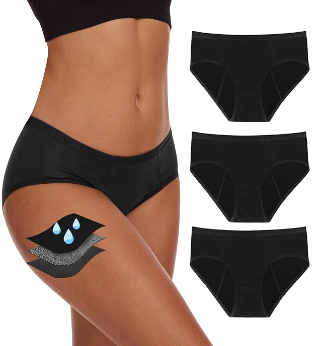 Period Underwear For Women Leak-Proof Hipster Brief Heavy Flow 3 Pack