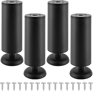 Vortix Set of 4 Furniture Feet, Height-Adjustable, Square, Cabinet Feet, Cabinet Legs, Table Legs, Furniture Legs, Table F...