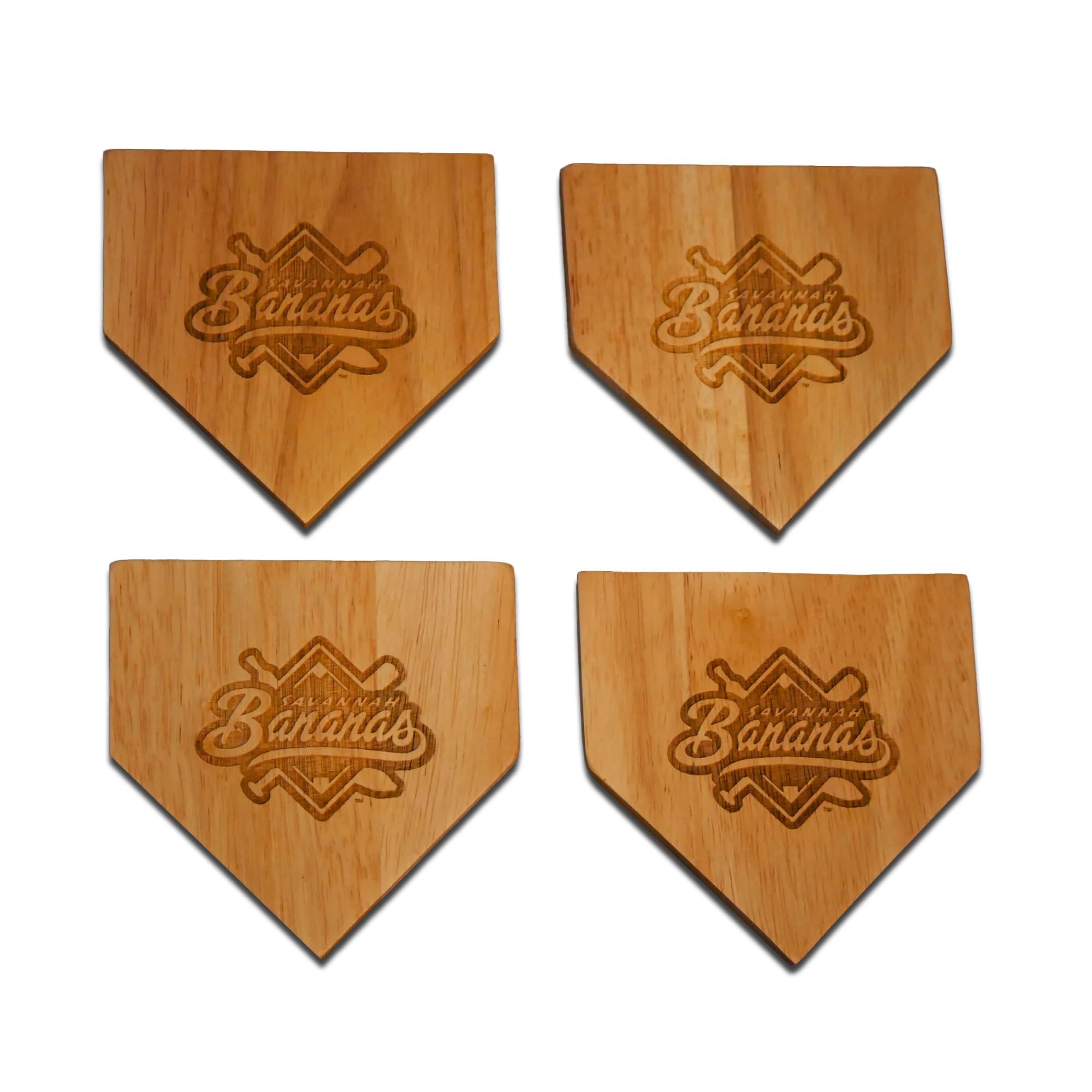 Dugout Mugs Baseball Diamond Themed Solid Wood 4 x 4 Inches Drink Beverage Counter Protector Coaster for Fans Coaches and Sports Lovers Savannah Bananas