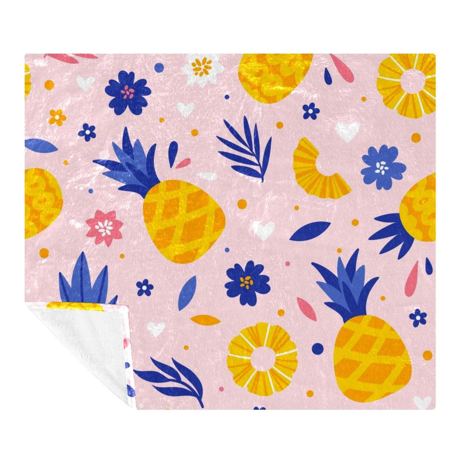 Couverture microfibre douce et légère motif ananas, literie hypoallergénique