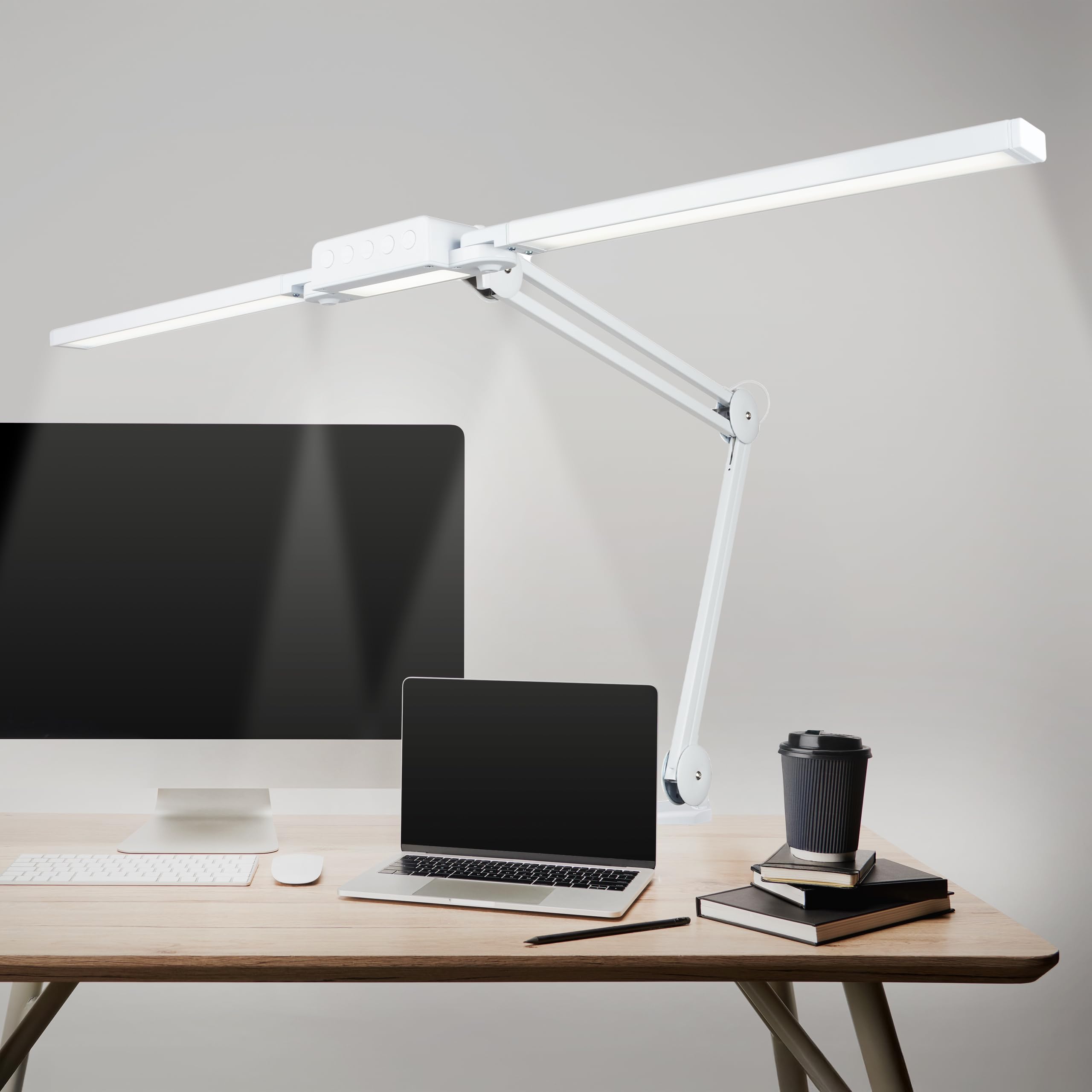 Neatfi LED Desk Lamp, Dimmable Desk Light with 360 SMD LEDs, 30W, CRI 95, Adjustable Color Temperature, Task Lamp for Home, Office, and Workbench (CCT, White, 104CM)