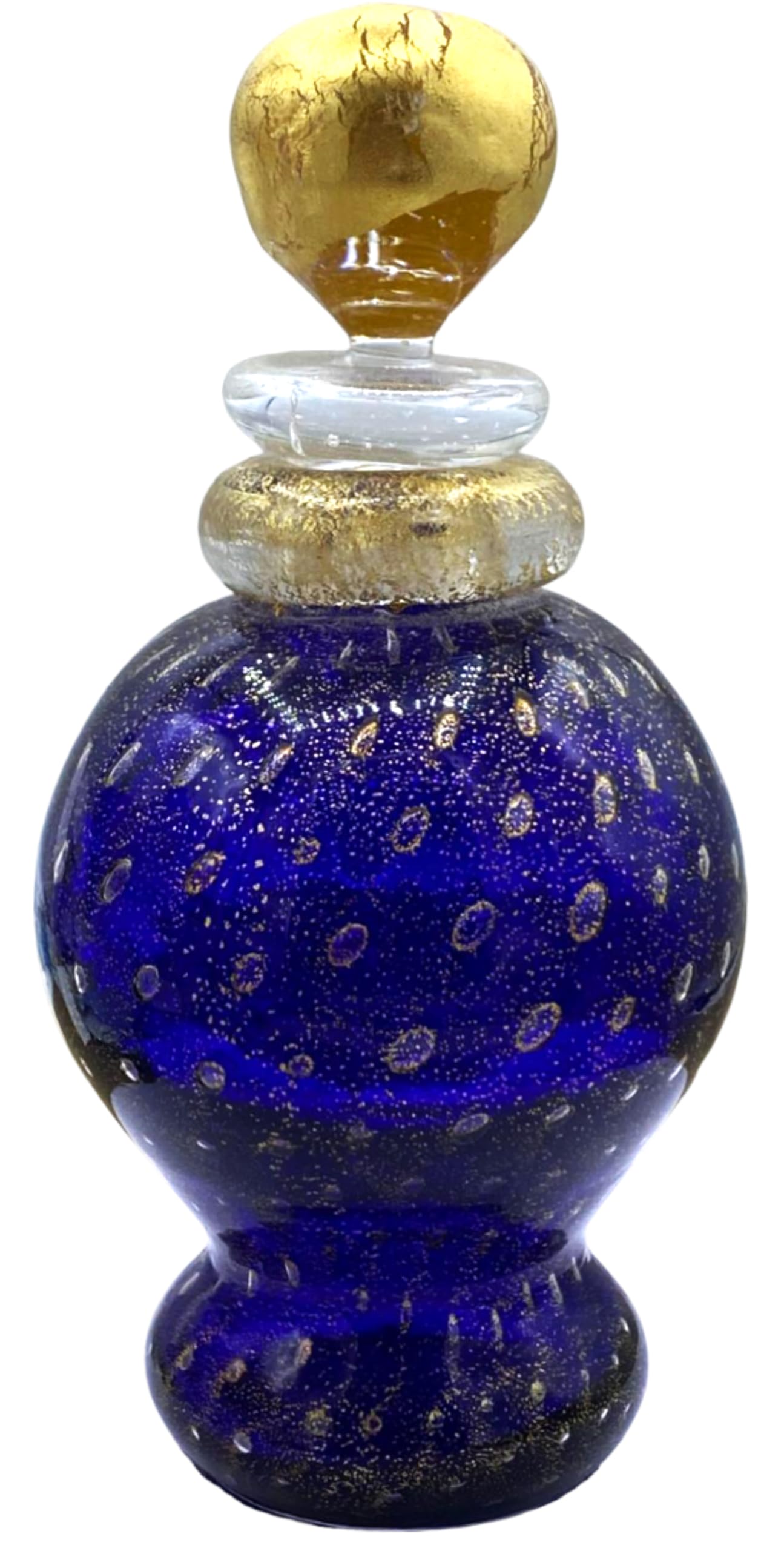 Bouteille en verre de Murano Murrina et feuille d'or, le cadeau précieux en forme de coeur