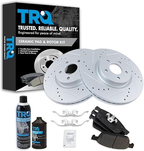 Miniatura 2 de TRQ Kit de pastillas de freno de cerámica Posi Front Premium y Rotor Performance con productos químicos