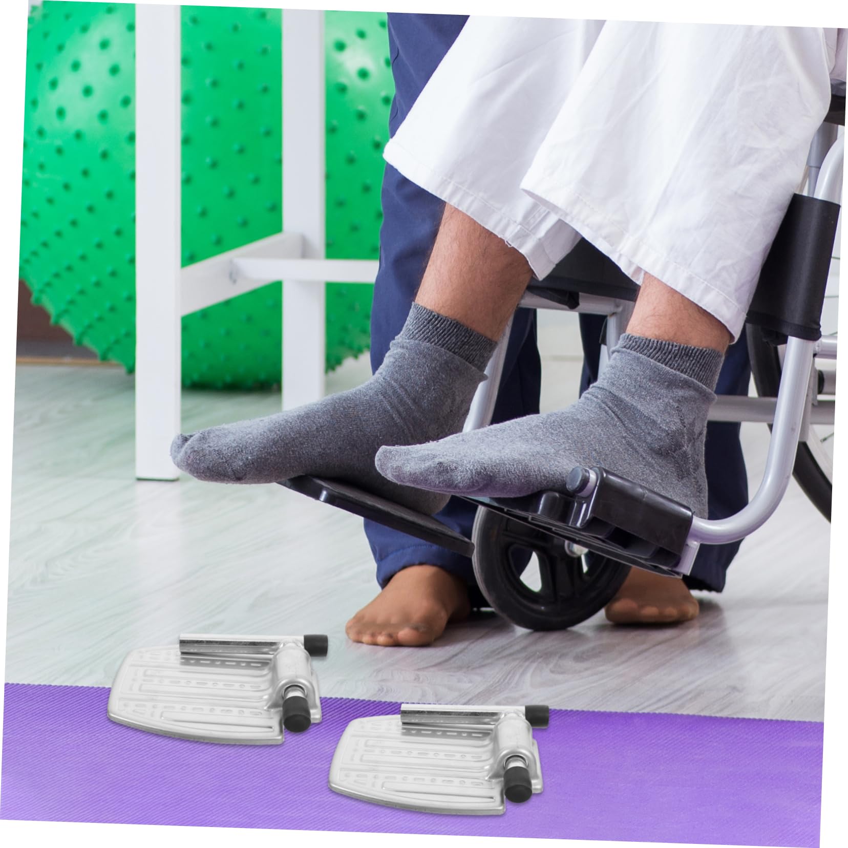 Reposapiés de Silla de Ruedas 1 Par Hierro Plata Ergonómico | Accesorio para Silla de Ruedas, Antideslizante y Resistente, Uso en Oficina y Hogar