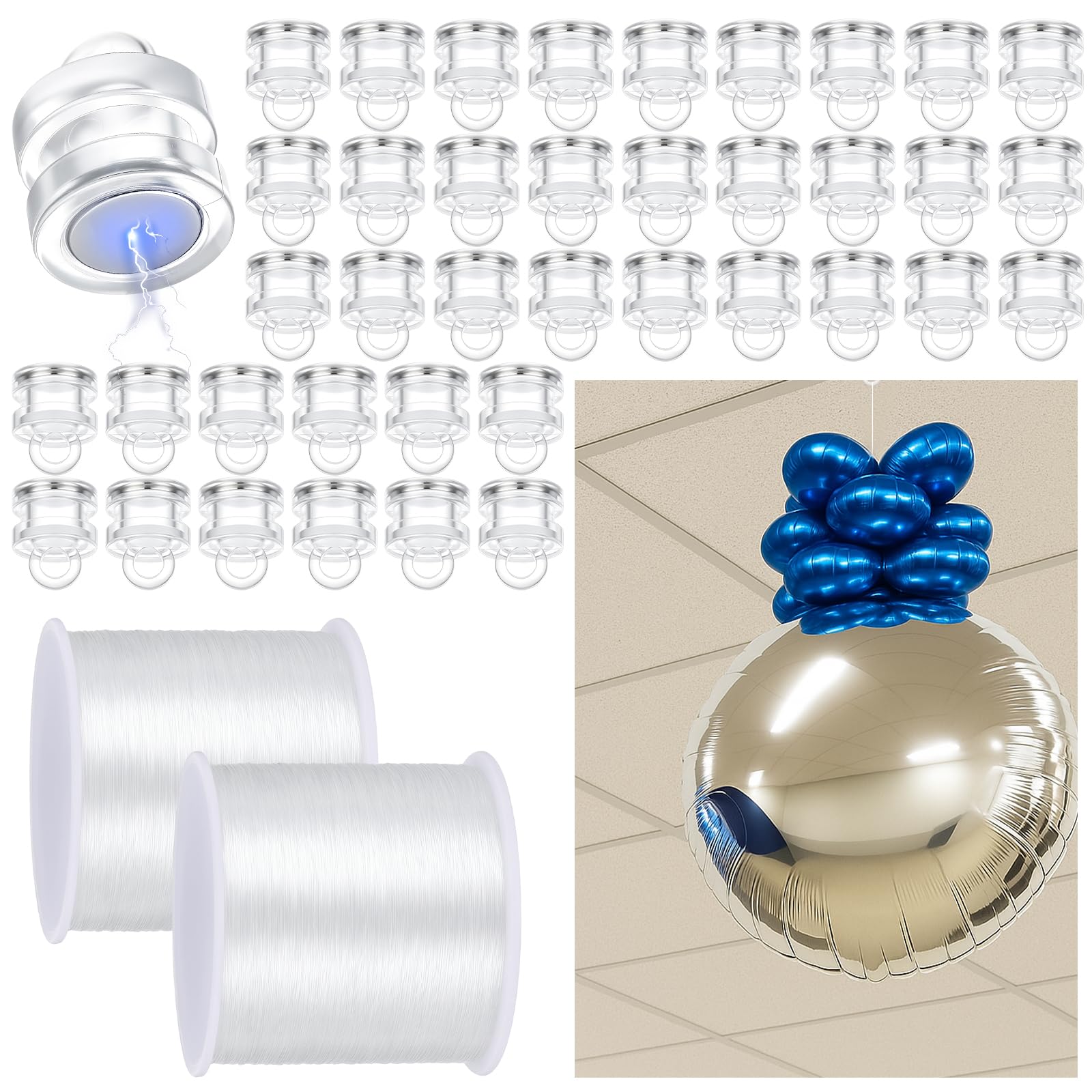 Photo 1 of Fiwochic 40 Pack Magnetic Ceiling Hooks with 656ft Clear Line
