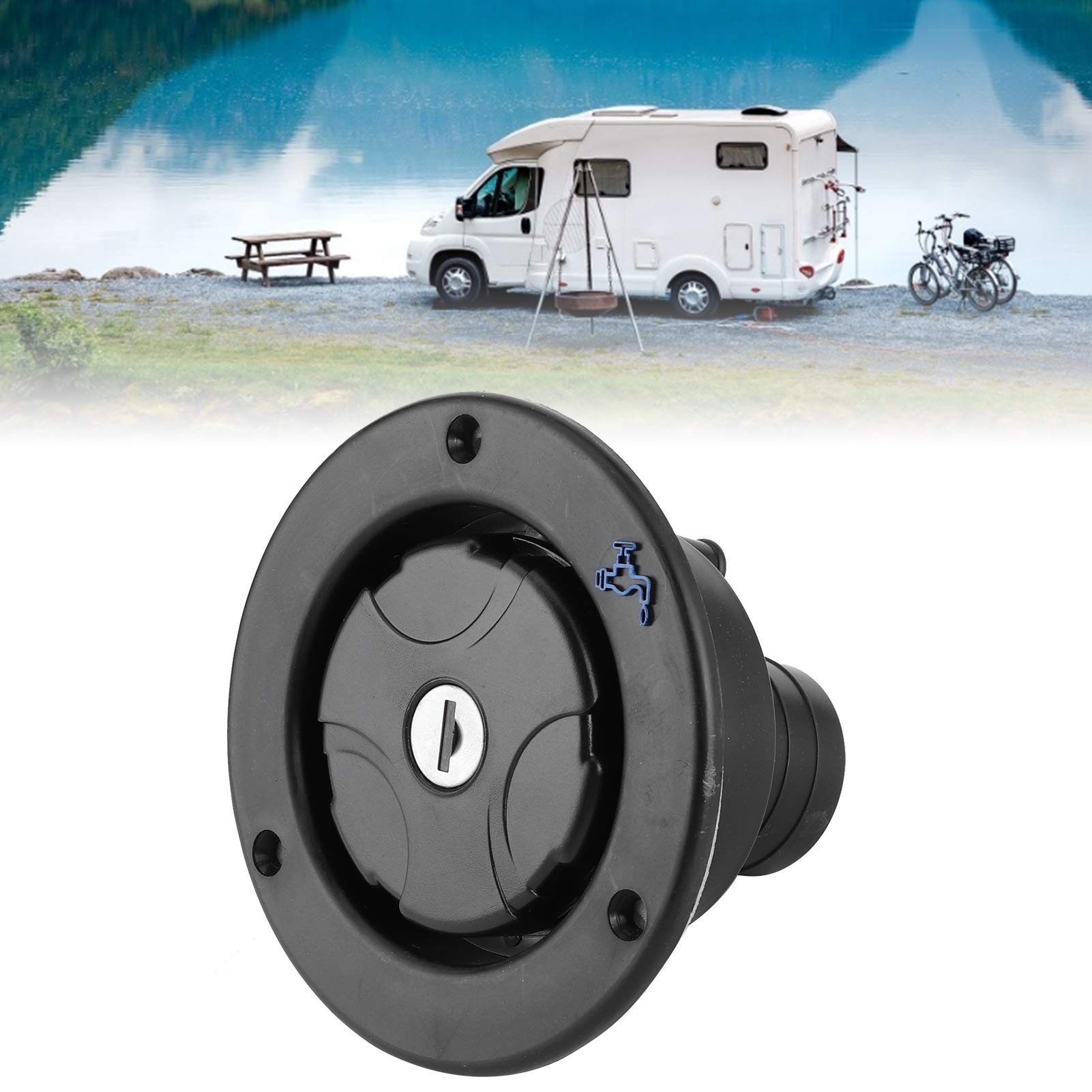 Rond Waterinlaatslot, Watertankvuldop Tankvulpoort Met Sleutel Watertankvulaccessoire Voor RV Yacht Camping Car Trailer(Wit