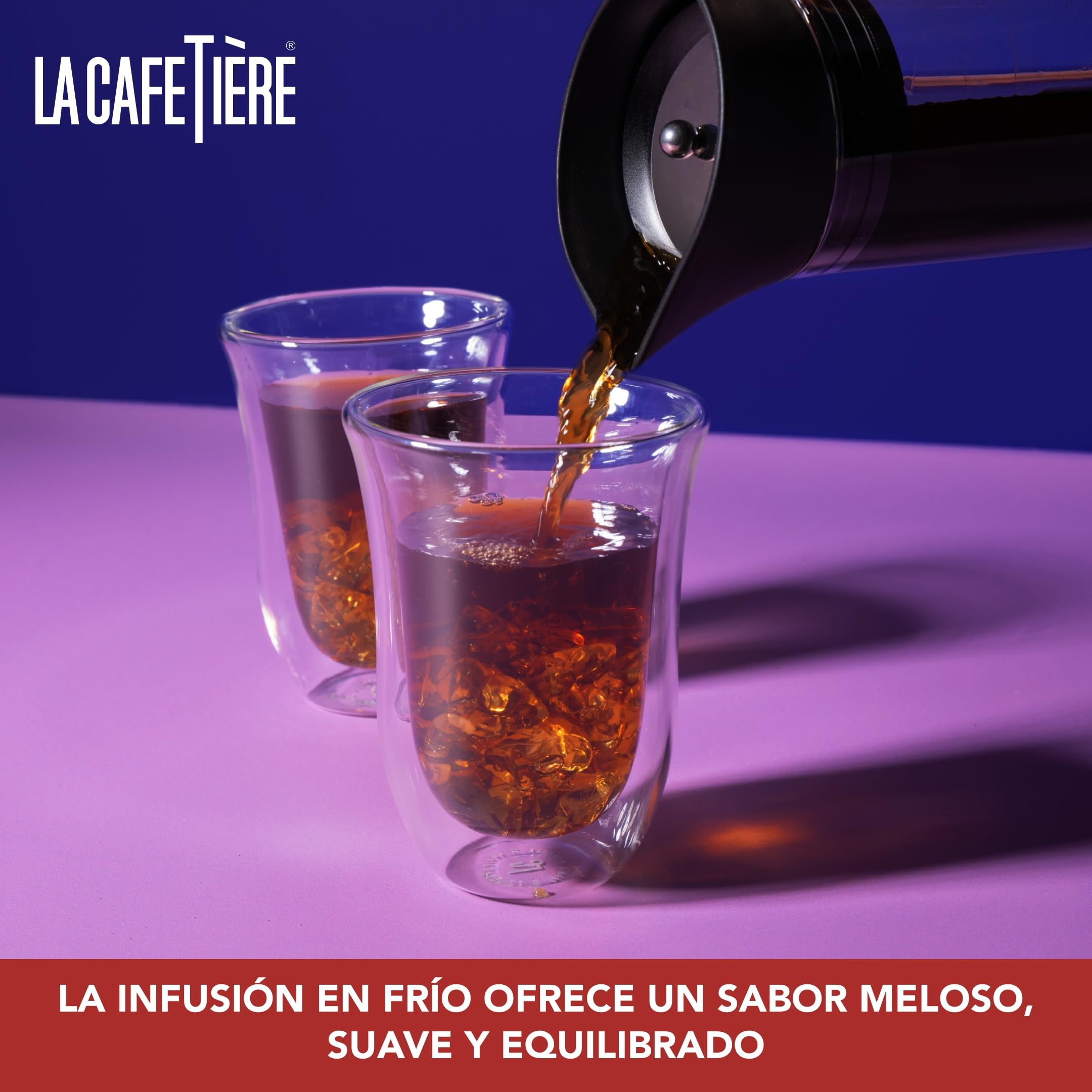 La Cafetière Cafetera de infusión en frío con filtro de malla, apta para lavavajillas, tapa con pico para jarra, recipiente para café helado, té helado, bebidas de frutas caseras, 1 l