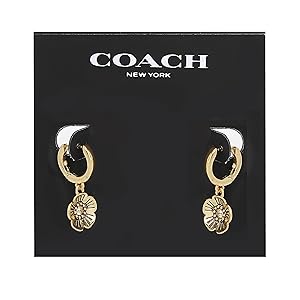 Amazon.com: Coach Women's Signature Tea Rose Huggie Earrings