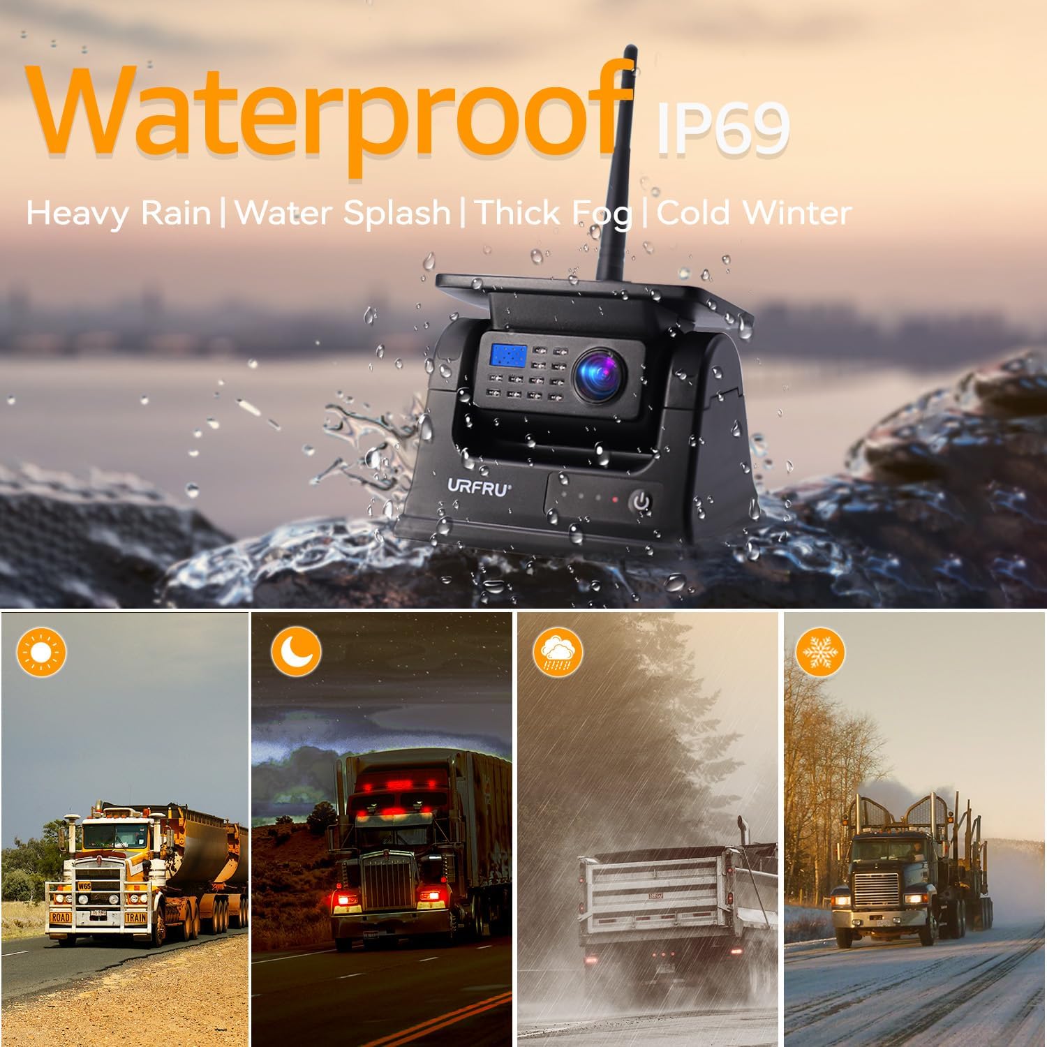 Wireless Backup Camera for Car Truck RV Pickup, Magnetic Install, Solar Power, 9-inch HD Big Screen, Waterproof IP 69, Infrared Night Vision, for All-Scenario Moniting - Stables, Trailers, etc