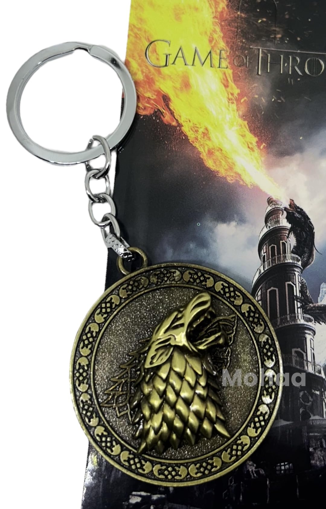 Mohaa Game Of Thrones Keychain Stark Direwolf Spinner Key Chain