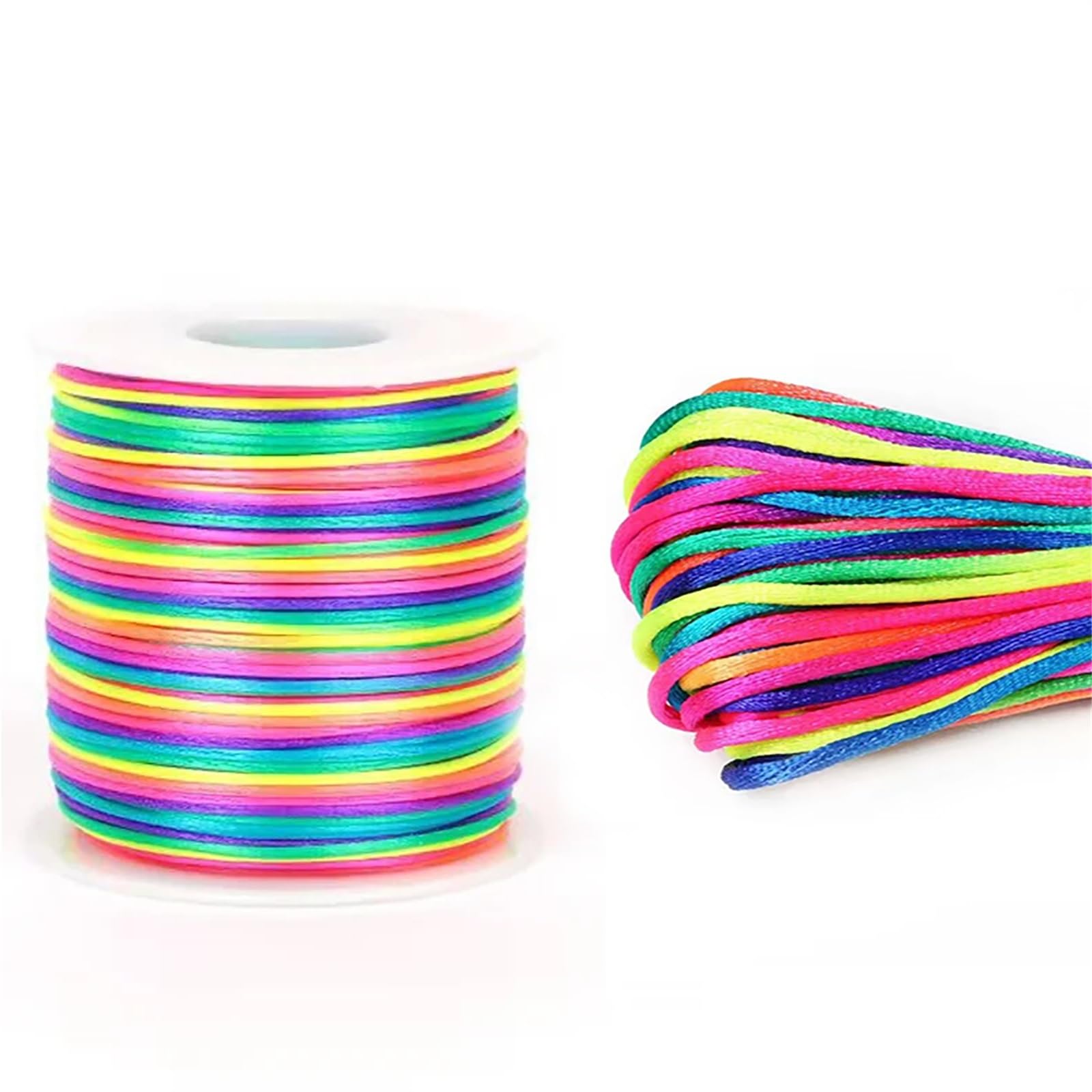 Nylon Cord Thread 5PCS 50M/Roll 1.5mm Nylon Cord Rope Chinese Knot Thread Satin Rattail Cords Bracelet Braided String for Making Bracelet, Necklace, Chinese Knot(Multicolour)