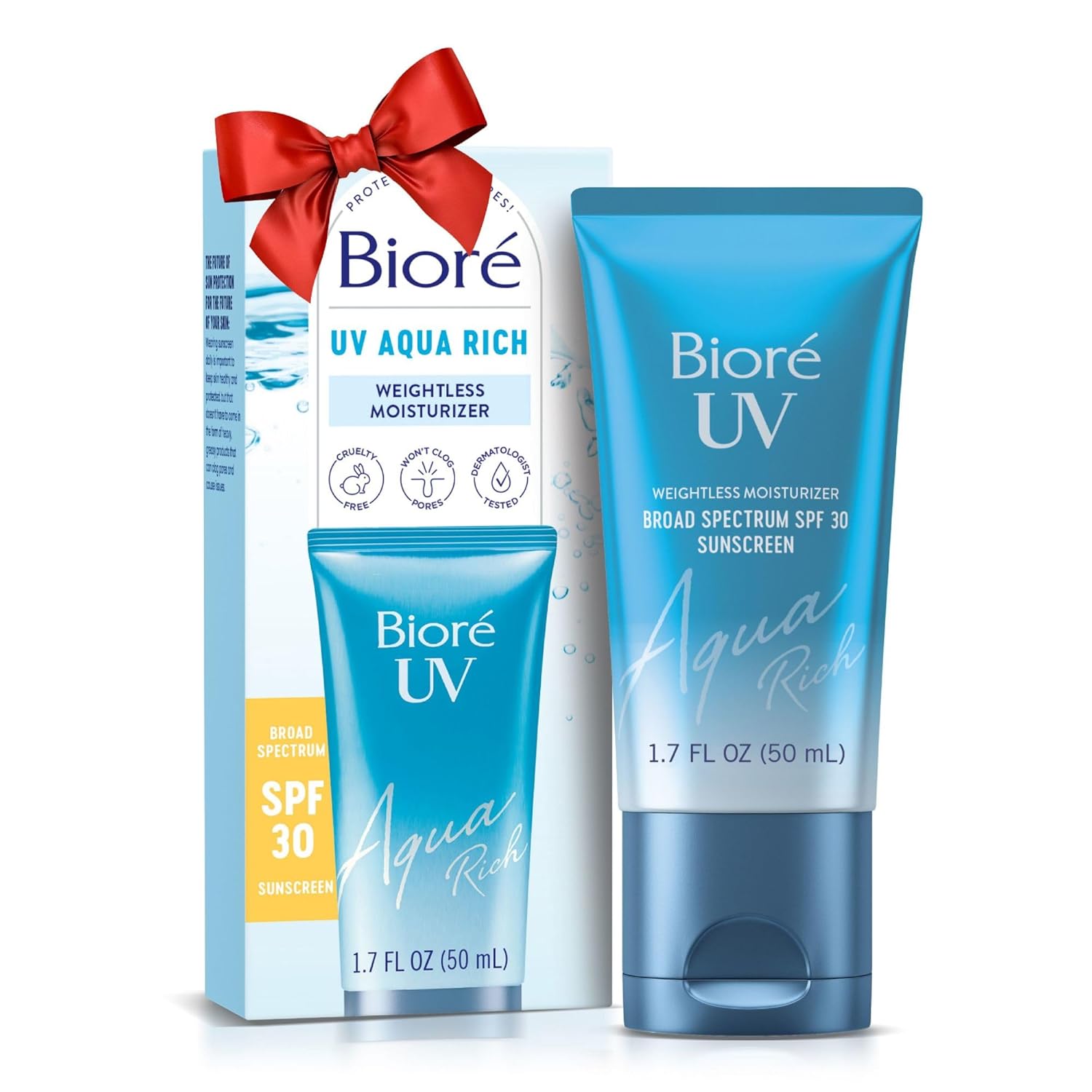 Biore UV Aqua Rich SPF 30 PA+++ Daily Moisturizer Sunscreen for Face, For Sensitive Skin, Oil Free, Hyaluronic Acid, Vegan, Oxybenzone & Octinoxate Free, Dermatologist Tested, 1.7 Oz 1.7 Fl Oz (Pack of 1) SPF 30 - Image 1 of 8