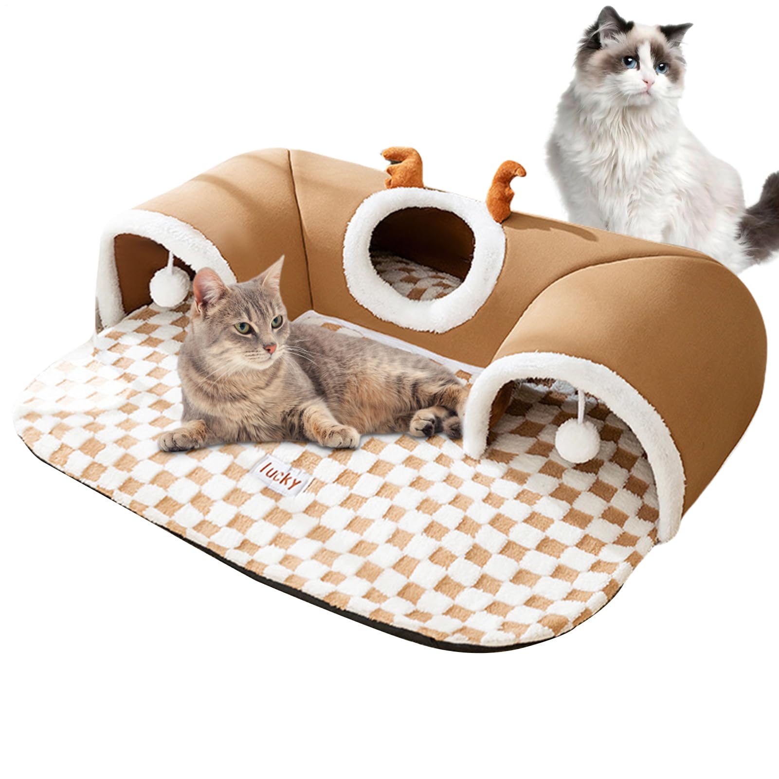 Cat Bed Tunnel, Pet Play Tunnel, 21.65x15.75 Inches Warm Shelter Tent, House Toys for Dog Puppy Kitten Animal Indoor Outdoor Wall Corner Games Resting Sleeping Outside Use