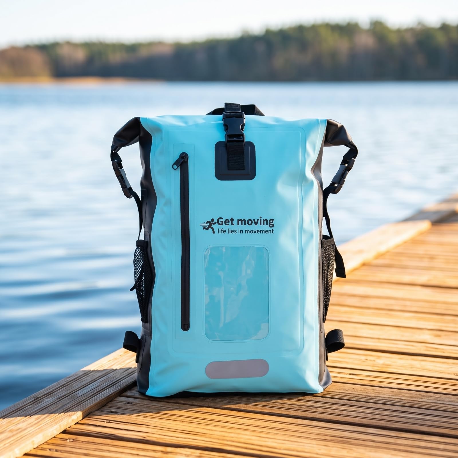 Zaino Impermeabile da Zaino Roll-Top Durevole Borsa per Trekking, Sportivo/Casual, Array, Azzurro