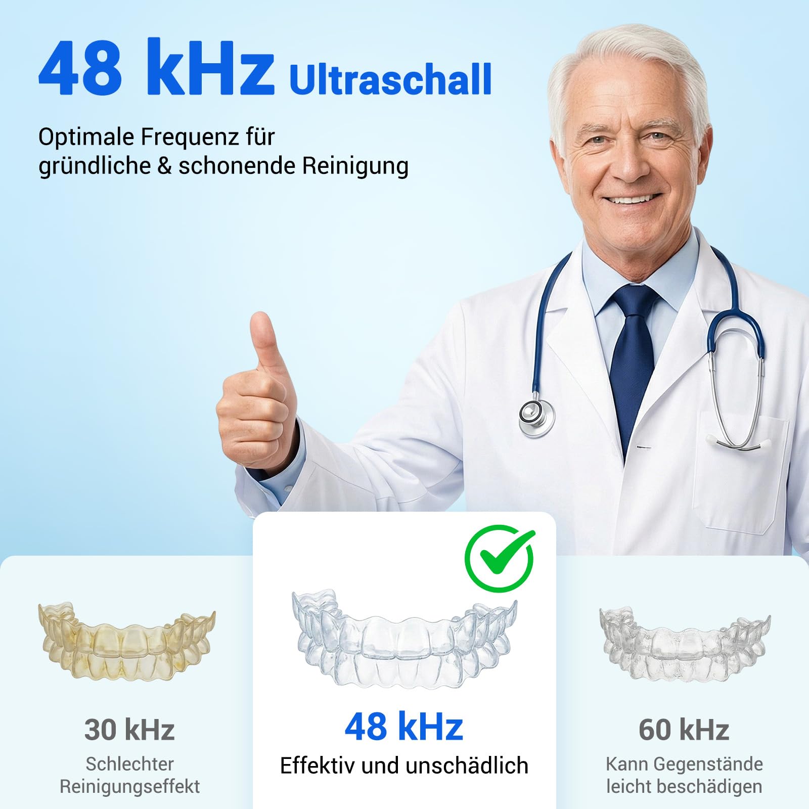 Ultraschallreinigungsgerät 48kHz UV Ultraschallreiniger 300ML Dental Pod