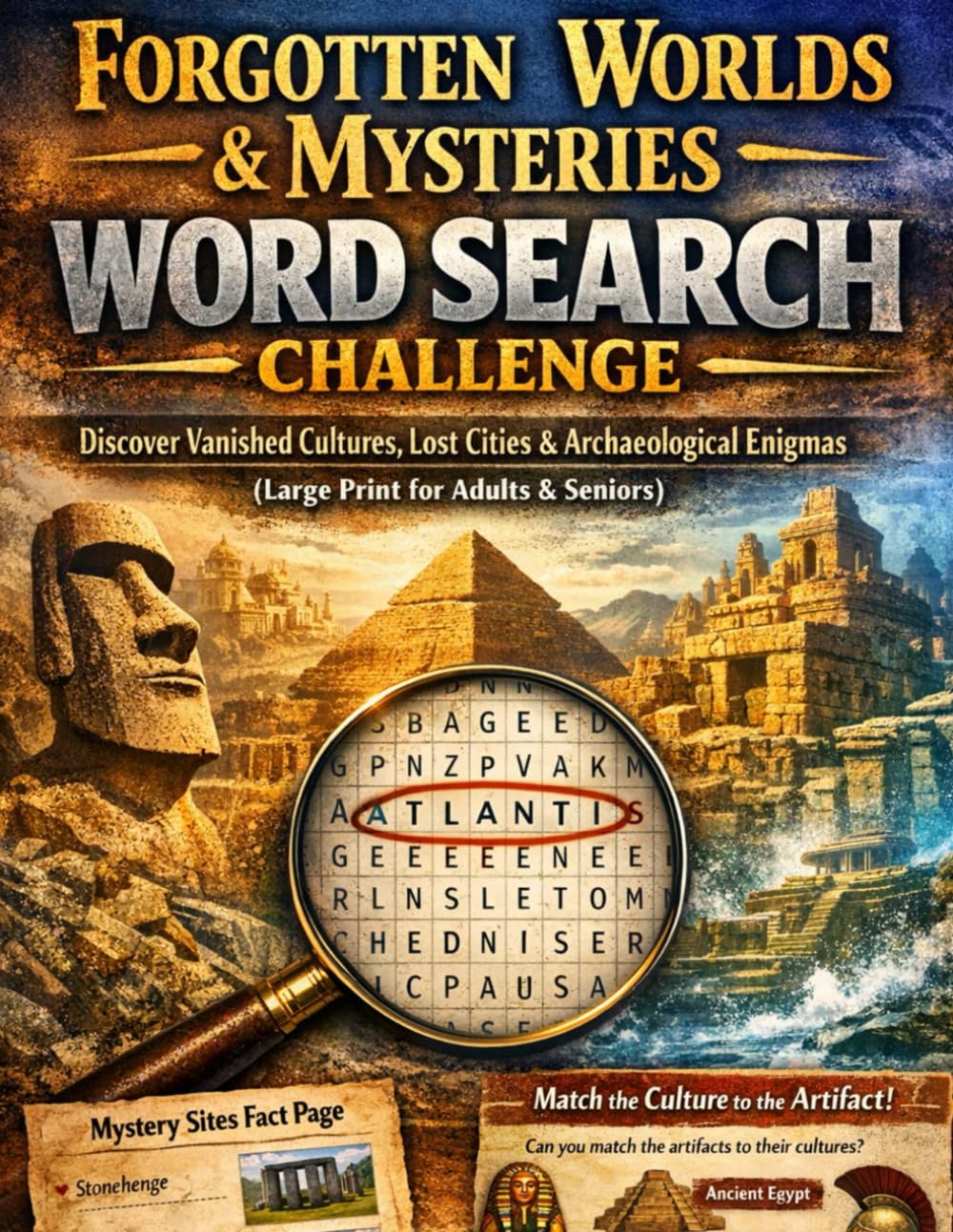 Forgotten Worlds & Mysteries Word Search Challenge: Discover Vanished Cultures, Lost Cities & Archaeological Enigmas (Large Print for Adults & Seniors)