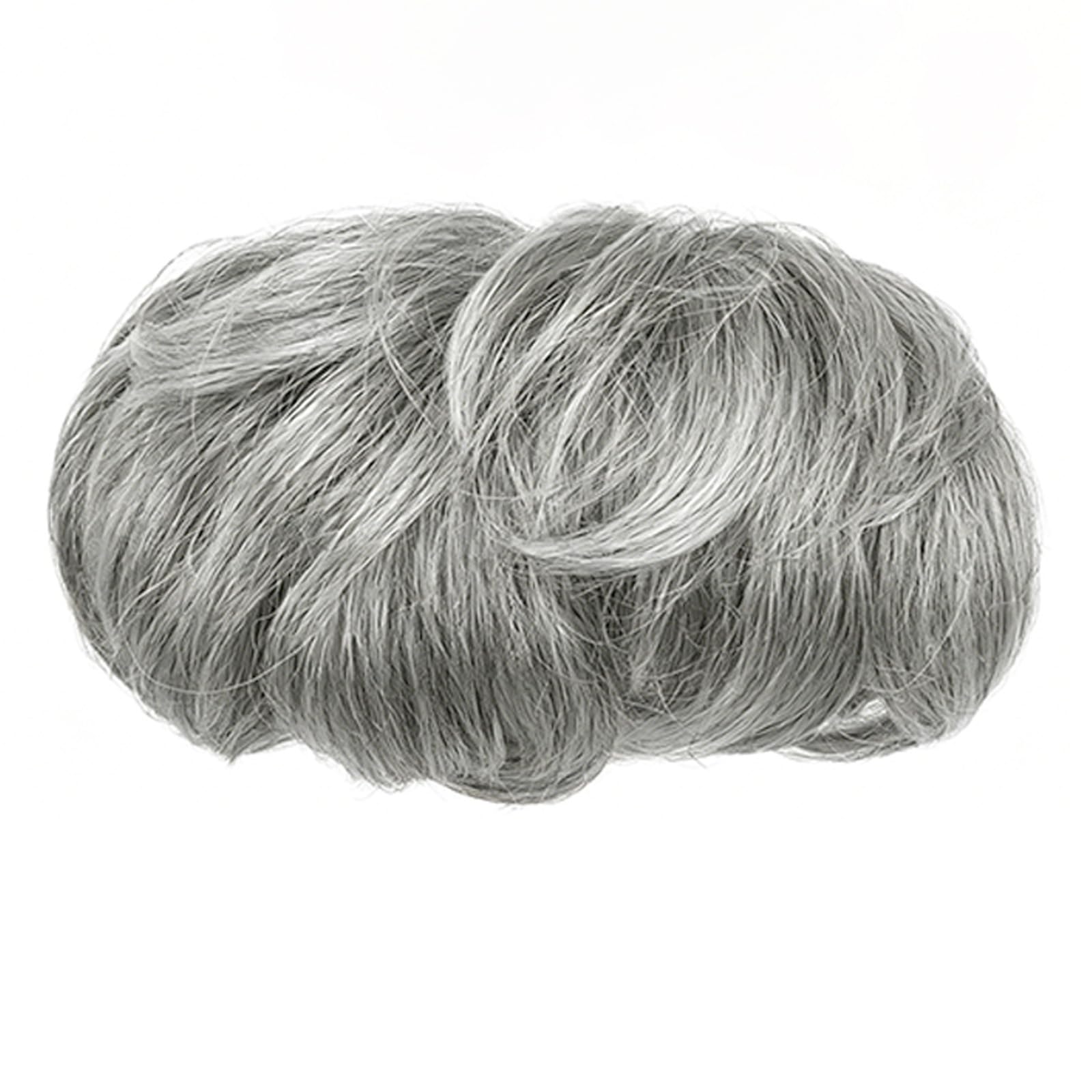 Echthaar Haartopper Damen Pixie-Cut mit Pony,15 cm Kurzhaar Clip-in Haarteil Grau-Weiß, atmungsaktive Rosennetz-Basis 13x14 cm,ideal zum Abdecken grauer Haaransätze