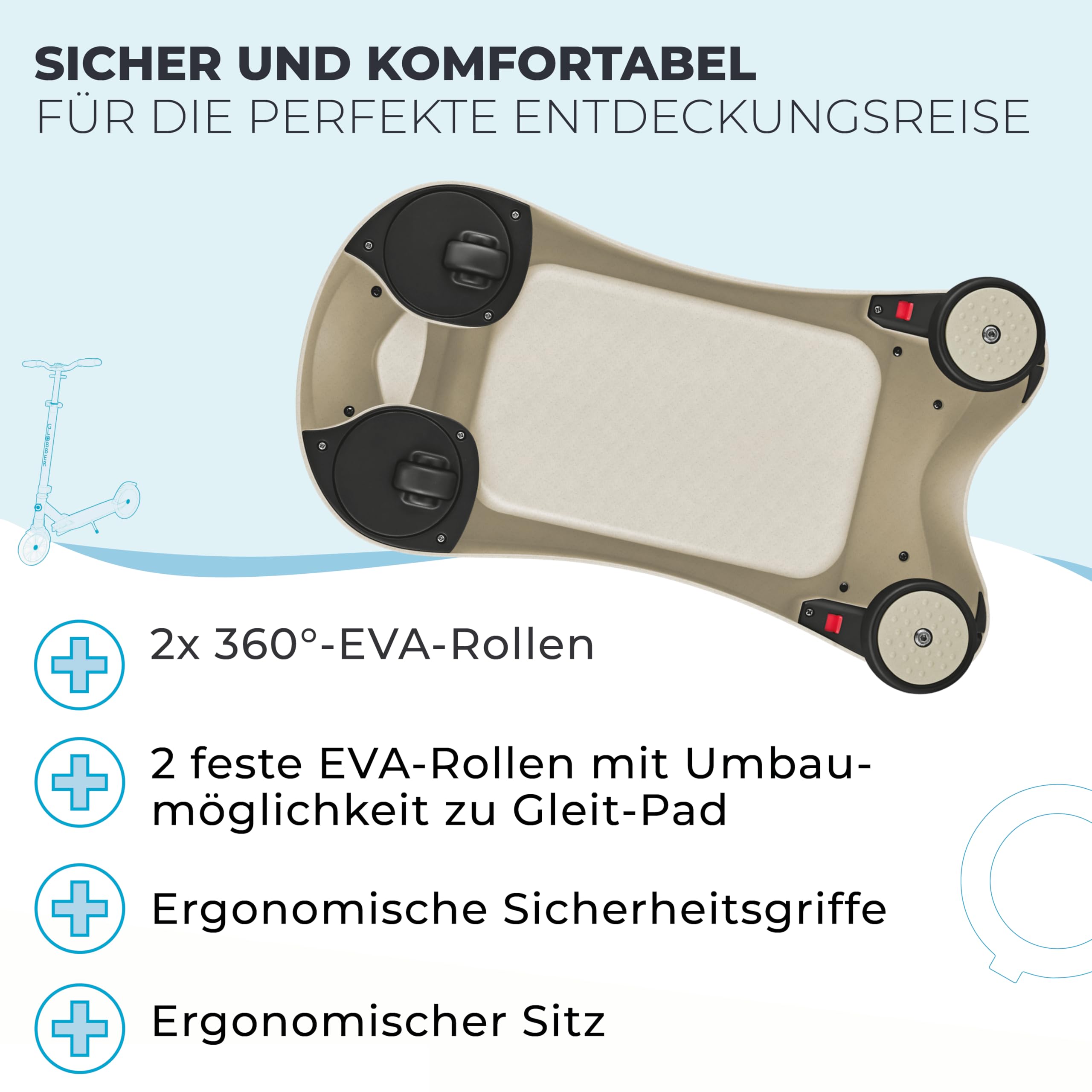GLOBBER Walk N' ROLL 2in1 ECO – Lauflernwagen & Rutschauto ab 1 Jahr, Eva-Rollen, nachhaltiger Kunststoff mit Strohfasern, 2in1 umbaubar, kokos weiß