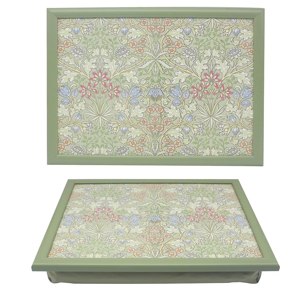 The Leonardo Collection Wm. Morris Assortments Wood Hyacinth Laptray For Food Serving & Breakfast | Comfortable Lap Trays With Bean Bag Cushion | Durable Lap Trays For Eating On Lap For Adults