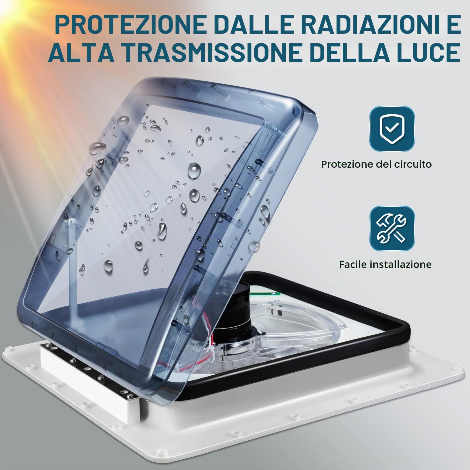 Ventilatore da Tetto per Camper 12 V Reversibile Presa d'Aria Dual Mode Sfiato Roulotte Rimorchi