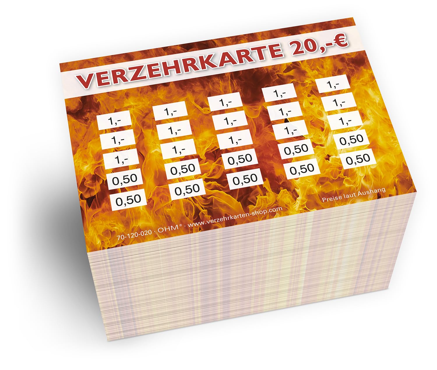 250 Verzehrkarten Grill DIN A7, Gesamtwert 20 Euro, praktische Alternative zu Wertmarken, für Vereine, Gastronomie etc., einfaches bargeldloses Bezahlen