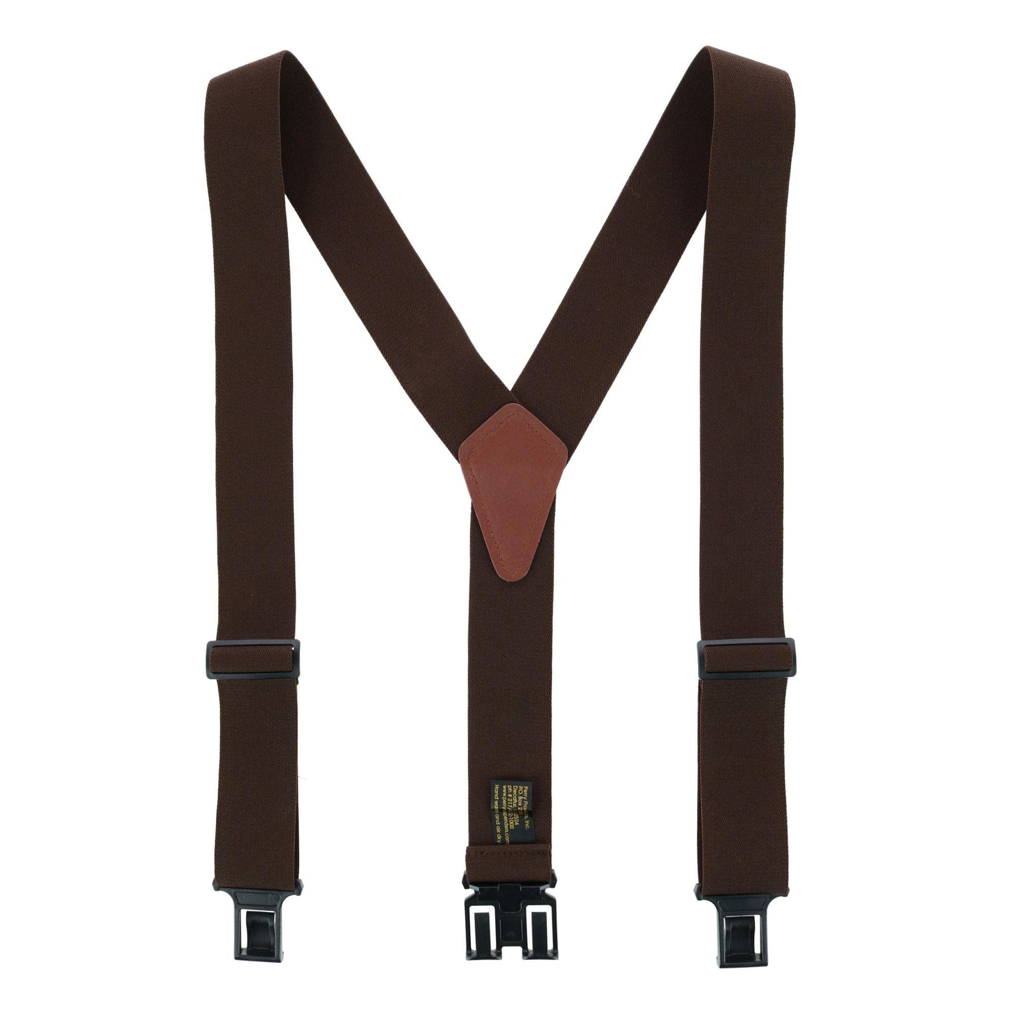 Perry Braces Men's Elastic 2 Inch Wide Hook End Braces (Tall Available), Regular, Brown