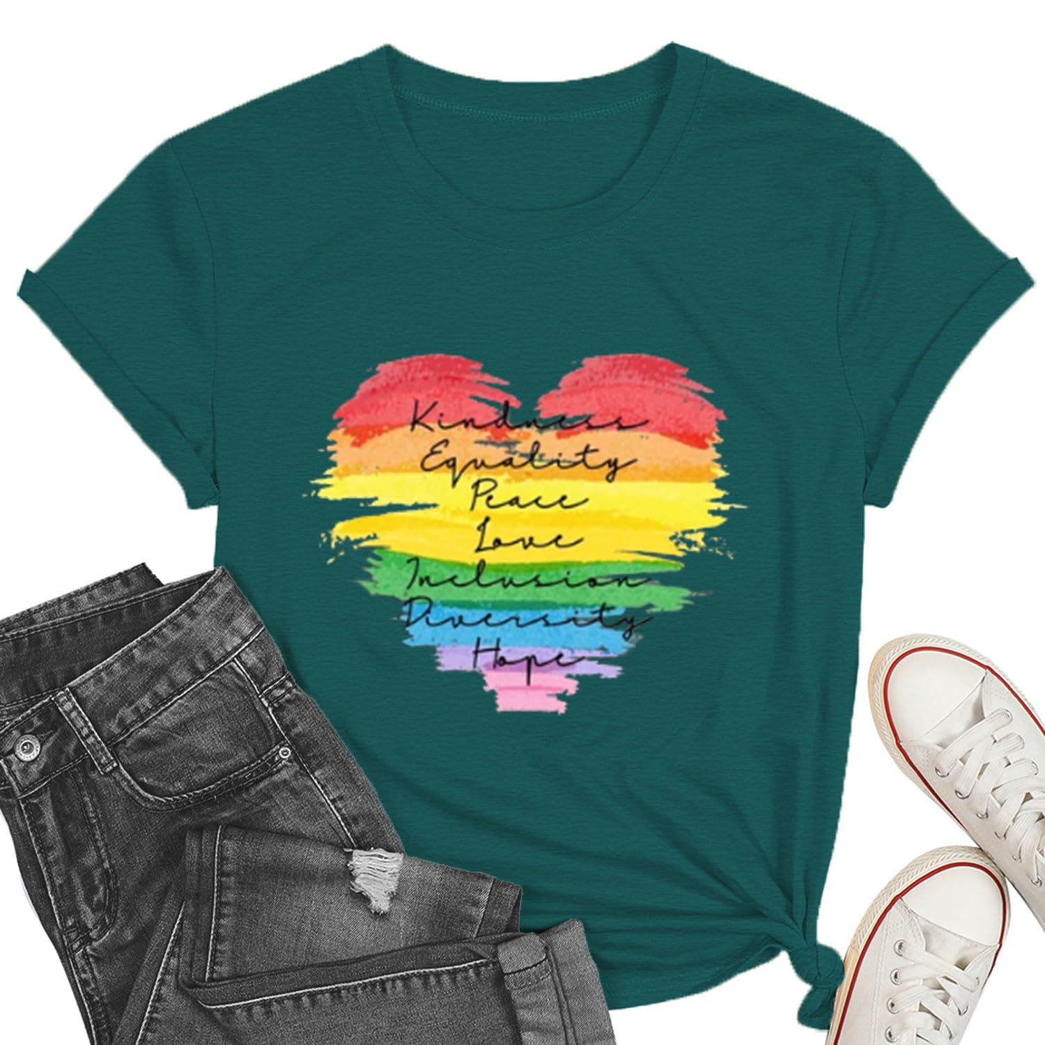 Pride Shirts for Women Love Wins Lesbian T-Shirts LGBT Rainbow Tee Ally Equality Tops