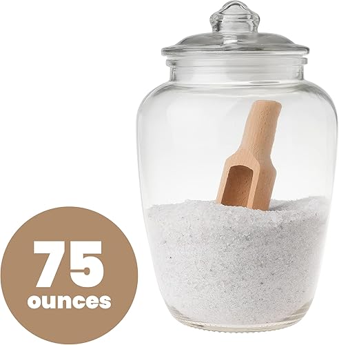 Miniatura 2 de Tarro de vidrio con cuchara de madera para sal de baño, recipiente con tapa hermética con capacidad para 74 onzas de sal de baño, sal de Epsom,