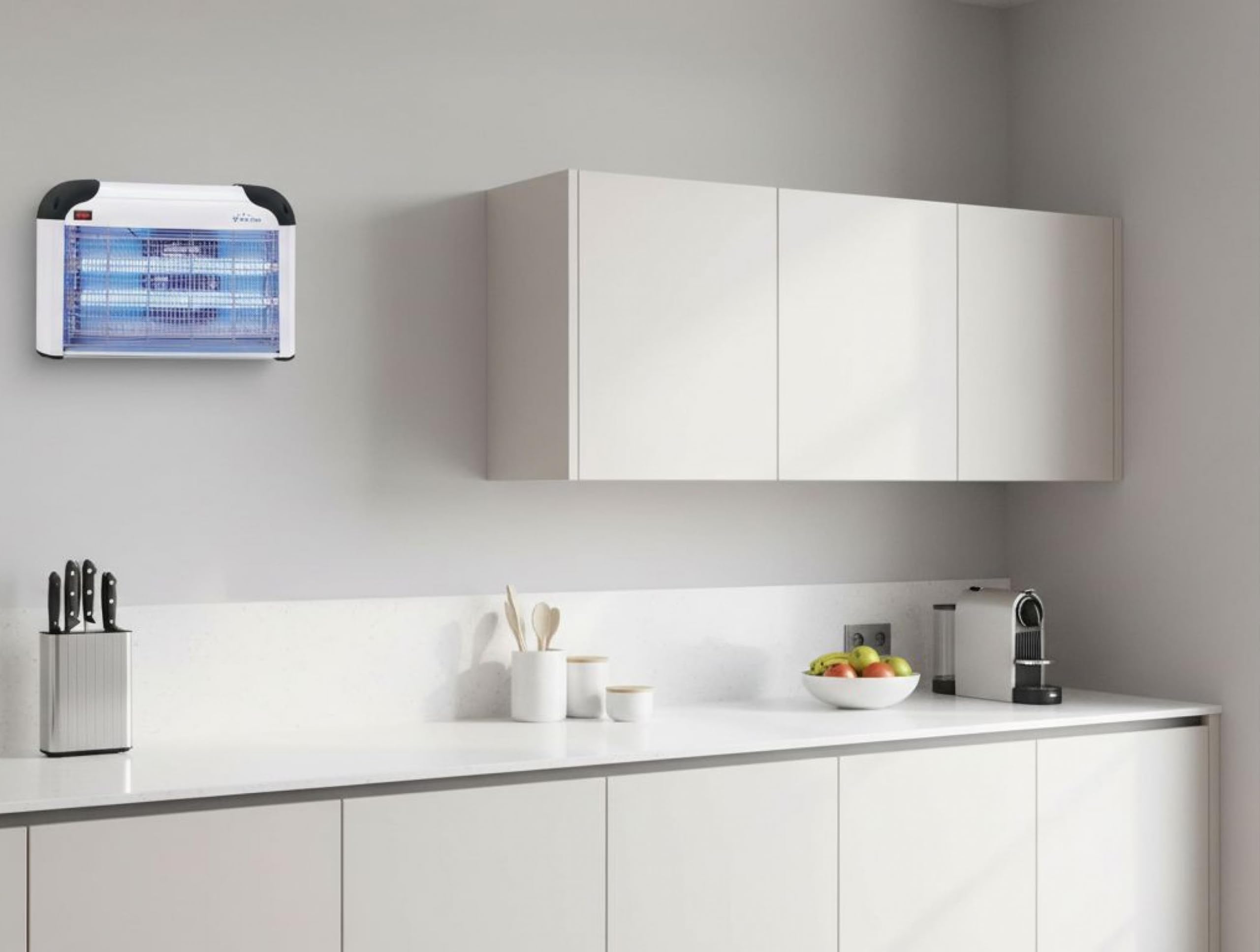 PURLINE Uccide insetti murale con luce ultravioletta da collocare a parete o soffitto, lampada UV 2 x 6 W, ideale per 50 m2 Consumo 20 W ZZAP Turbo 3