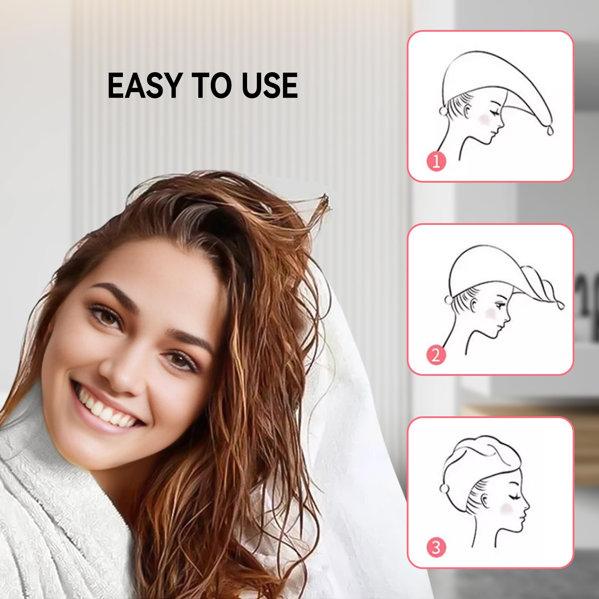 Ręcznik do włosów z mikrofibry, ręcznik do włosów, super chłonny turban do włosów z guzikami, do długich, mokrych włosów, ręcznik do suszenia włosów, szybkoschnący dla kobiet, dzieci, 25 x 65