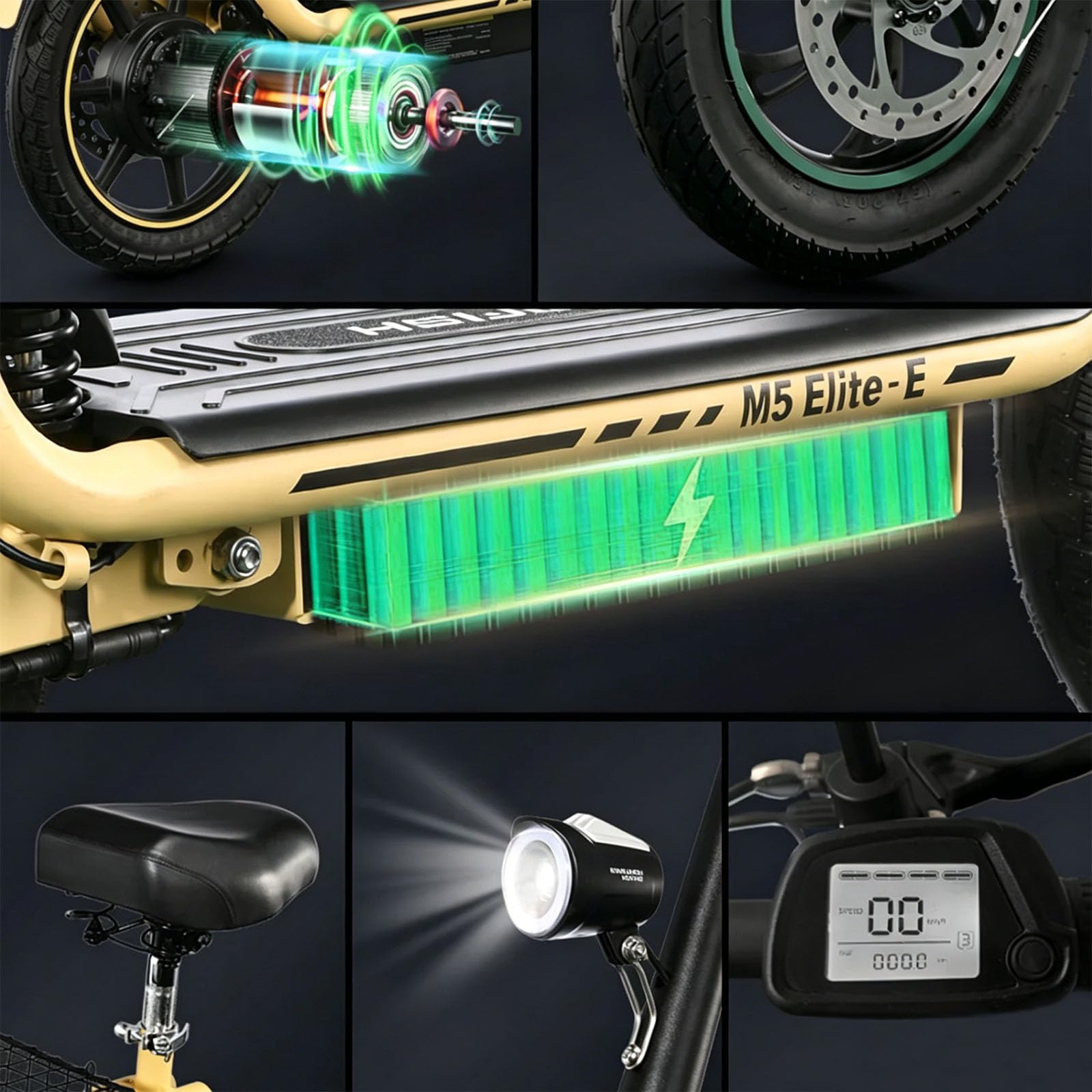 Monopattino Elettrico Pieghevole per Adulti, Scelta Ideale per Gli Spostamenti Quotidiani, Cambio a 3 Velocità, Con Specchietto Retrovisore, Display, Doppia Sospensione