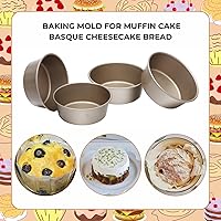 Vista 3 de beyonday 4 moldes para pan, hamburguesas, moldes redondos de acero al carbono de 4 pulgadas para tartas de pan, antiadherentes, moldes para hornear